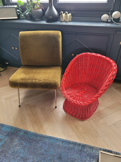 Fauteuil enfant en rotin rouge - Ref 756