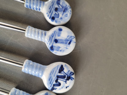 6 piques à fondue en porcelaine de Delft peints à la main - 852