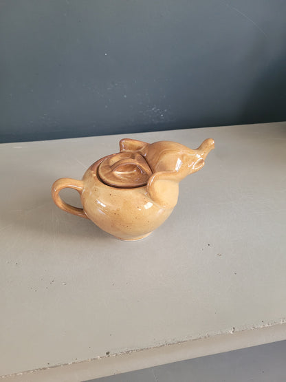 Théière Eléphant vintage en porcelaine marron - Ref 658