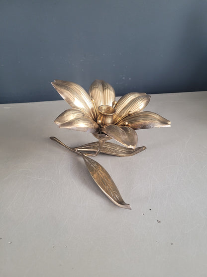 Cendrier-bougeoir fleur en laiton massif - Ref 334