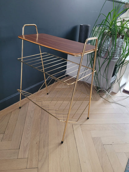 Bout de canapé- porte-revues en fil doré vintage - Ref 826