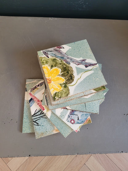 Décor en faïence signé SD - 8 carreaux - REF 745