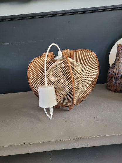 Suspension vintage en osier et bois - Ref 358