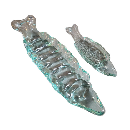 Paire de plats à sushis en verre pressé- Ref 749