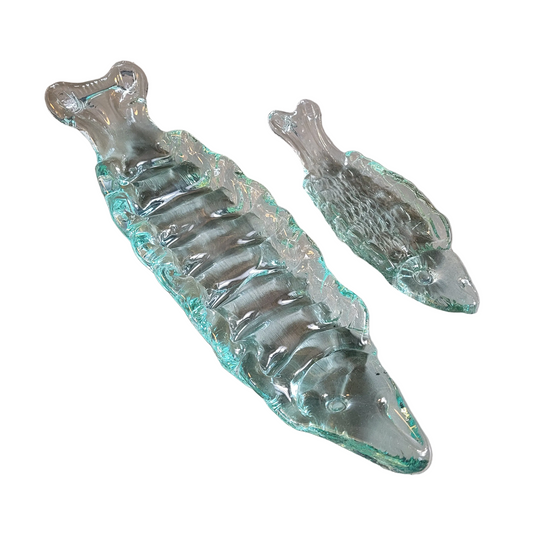 Paire de plats à sushis en verre pressé- Ref 749