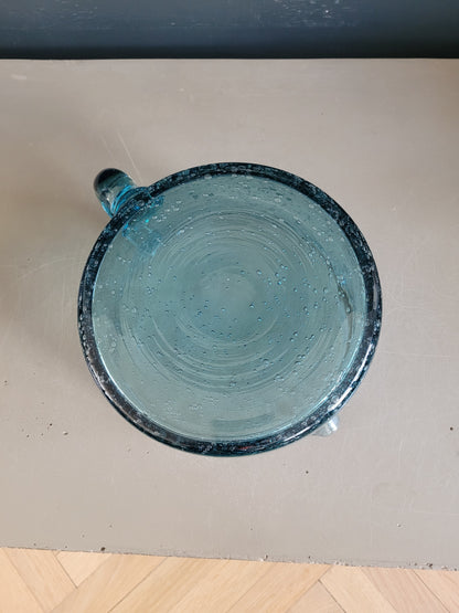 Grand pichet 2L en verre bullé bleu - Ref 654