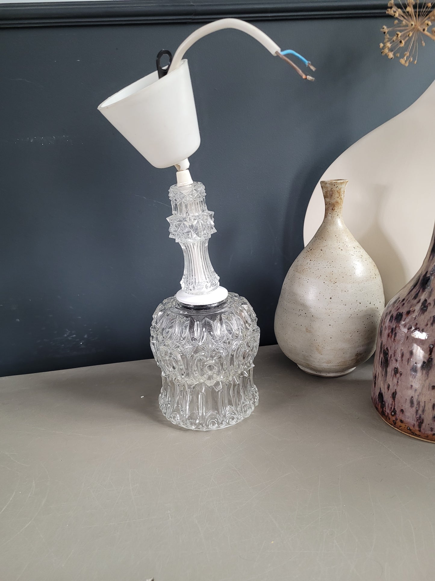 Suspension vintage en verre moulé - Ref 861