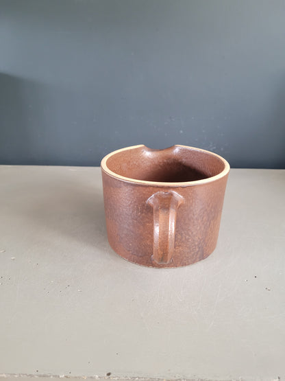 Pichet - pot à crème - en faience émaillée marron - Ref 506