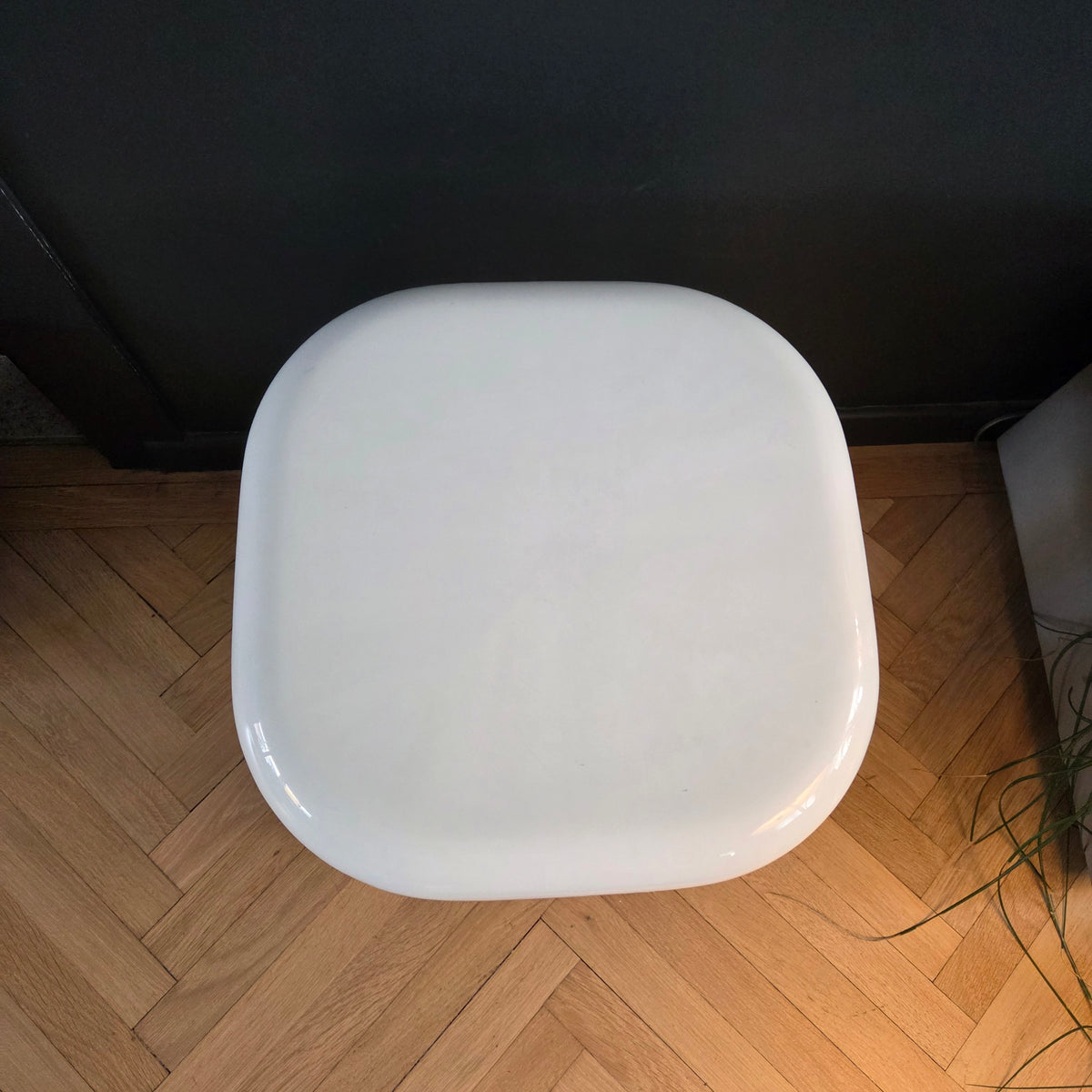 Tabouret - Bout de canapé en plastique blanc vintage - Ref 1412