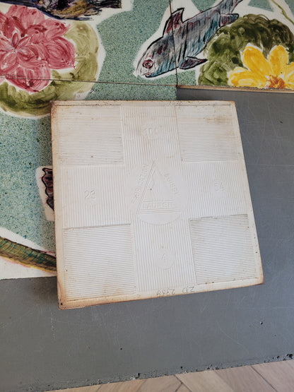 Décor en faïence signé SD - 8 carreaux - REF 745