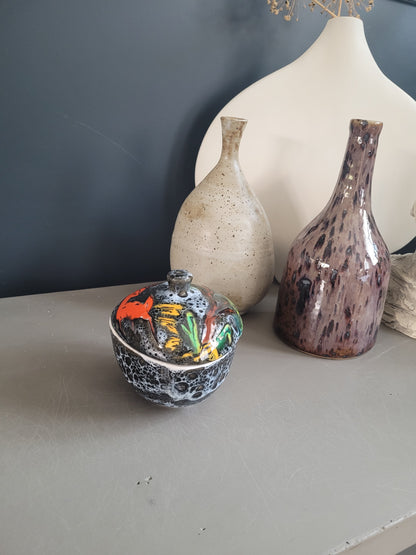 Bonbonnière Vallauris en céramique émaillée façon fat lava - Ref 395