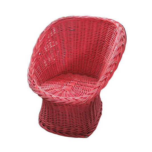Fauteuil enfant en rotin rouge - Ref 756