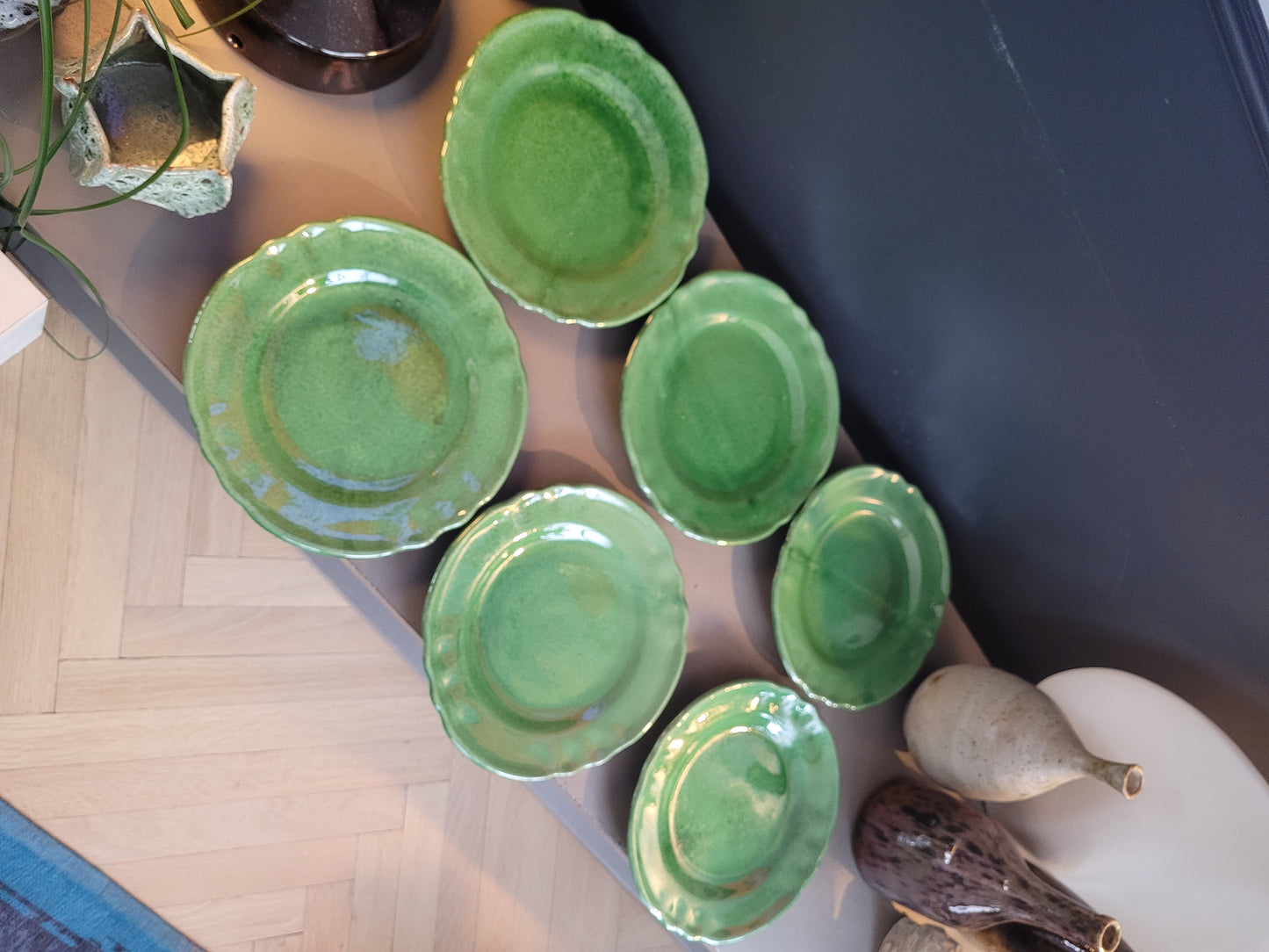 Serie d'assiettes Vallauris vertes - Ref 478