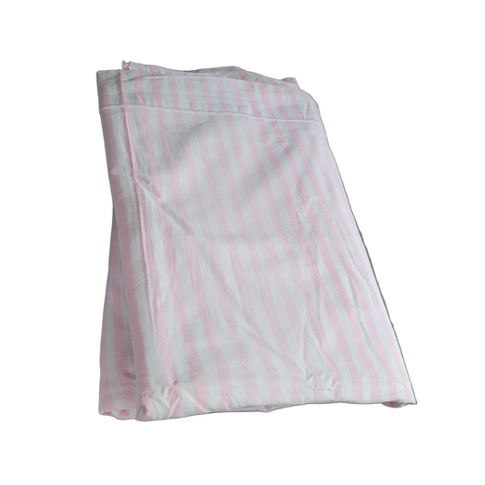Drap ancien, pièce de tissu, 260x170cm, rayures rose et blanc - Ref 707