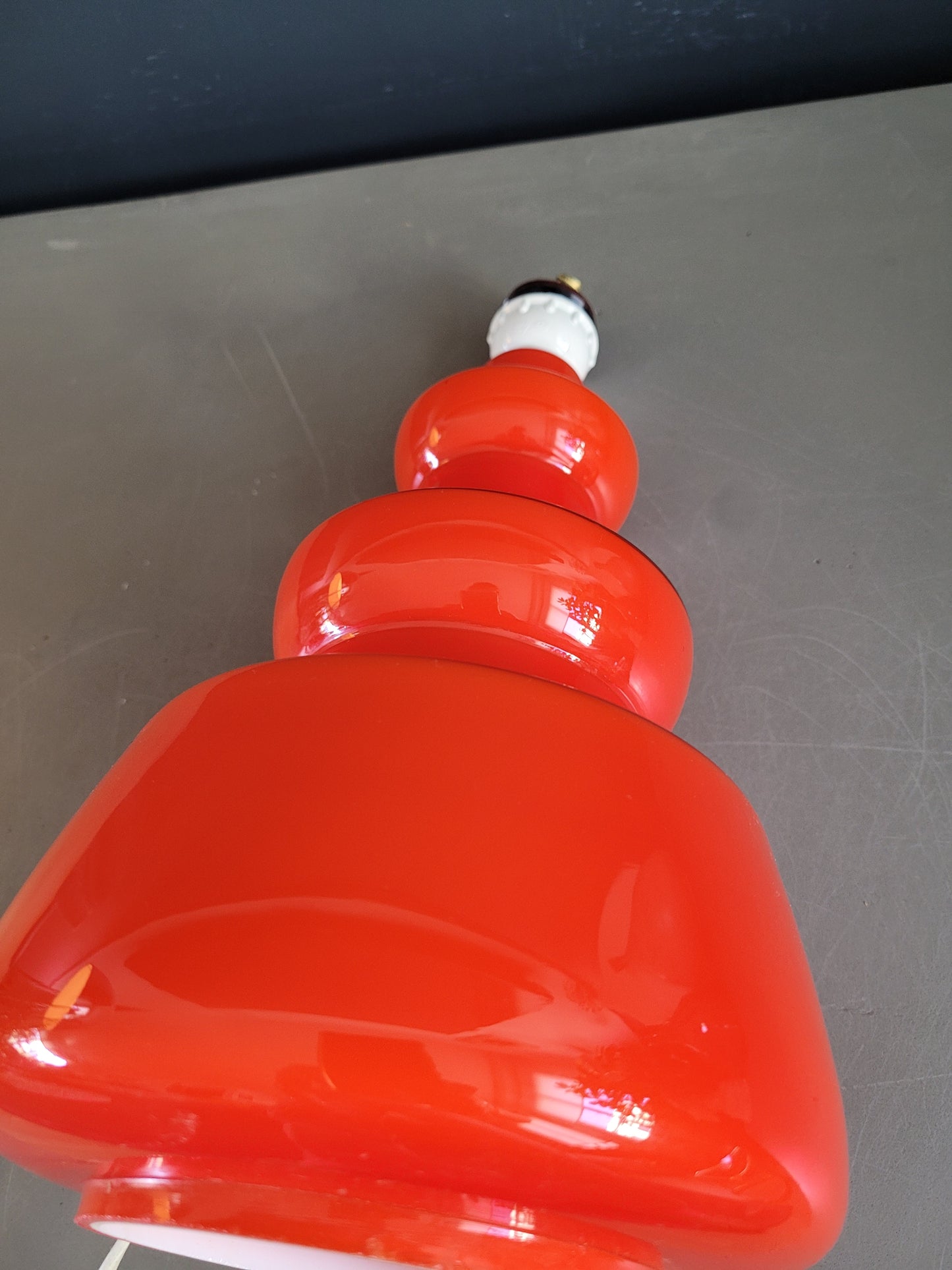 Pied de lampe en verre bicouche orange  - Ref 563