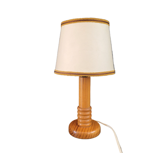 Lampe à poser vintage pied bois - 744