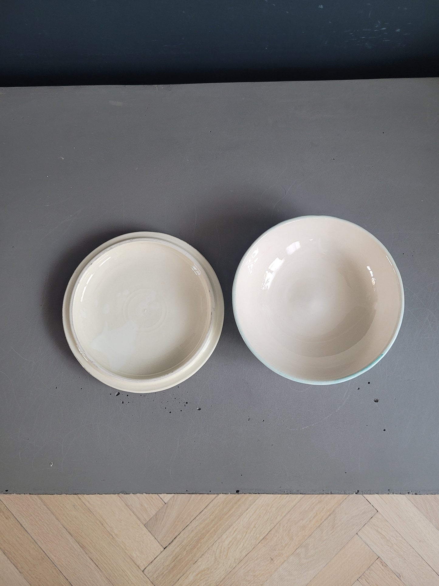 Bonbonnière en porcelaine motifs poisson - Ref 396