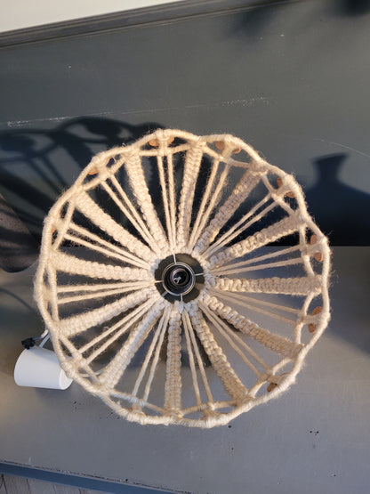 Suspension vintage en macramé et bois - Ref 736