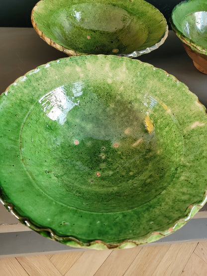 Saladier en terre cuite émaillée vert - Ref 791
