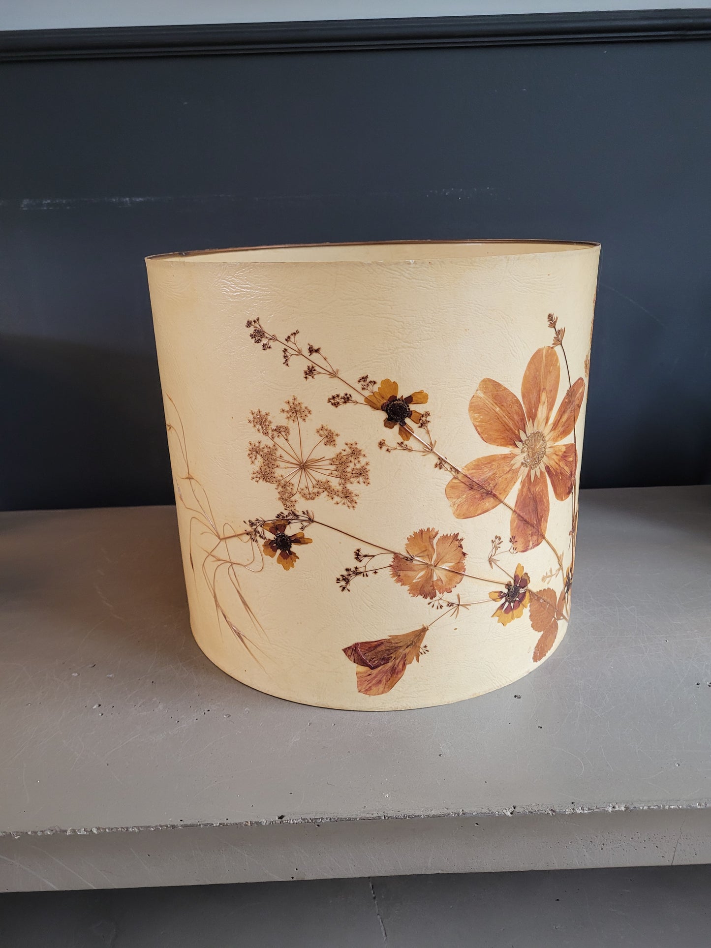 Grand abat-jour vintage fleurs séchées- Ref 805