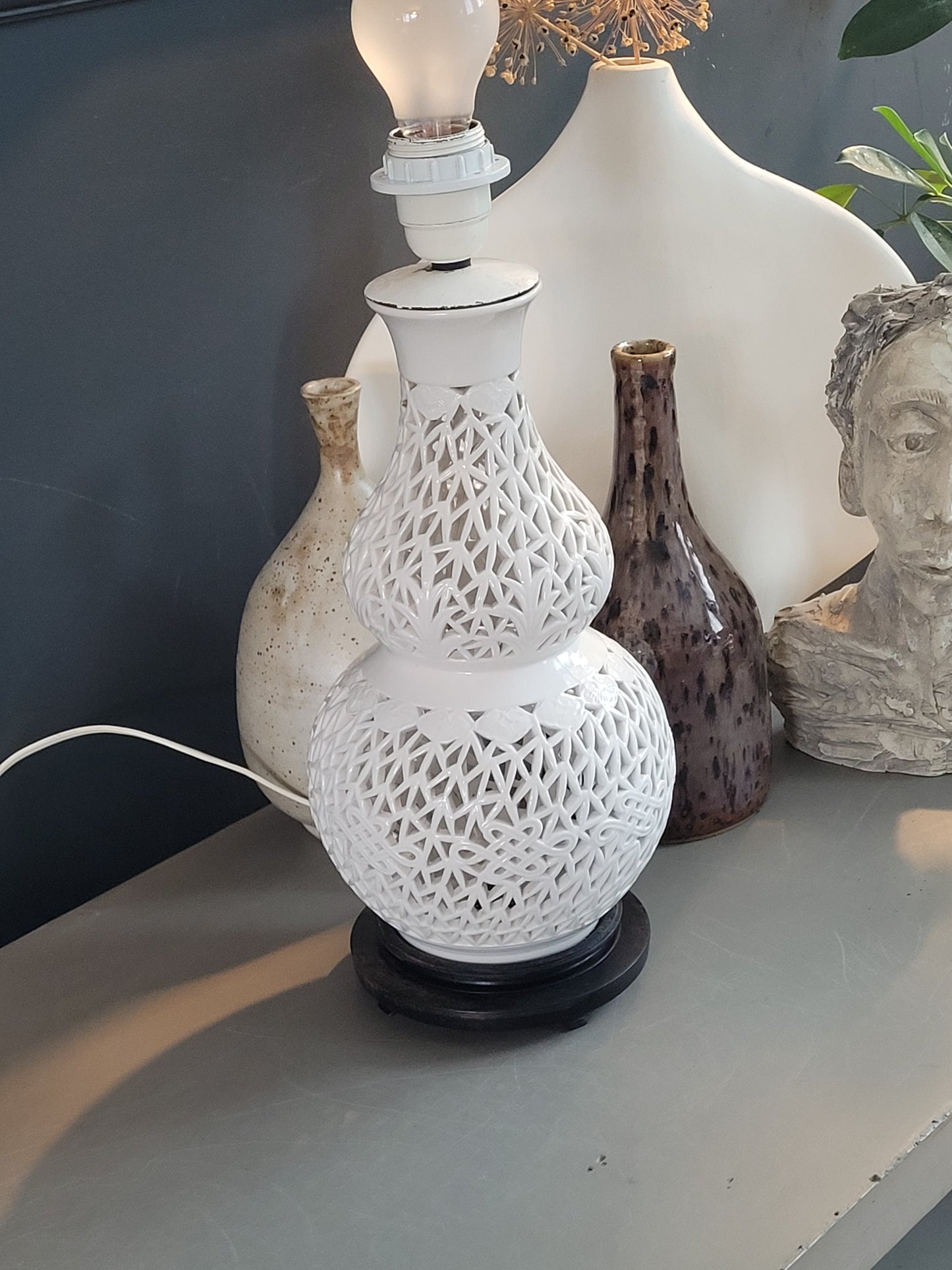 Pied de lampe en céramique ajourée - Ref 980