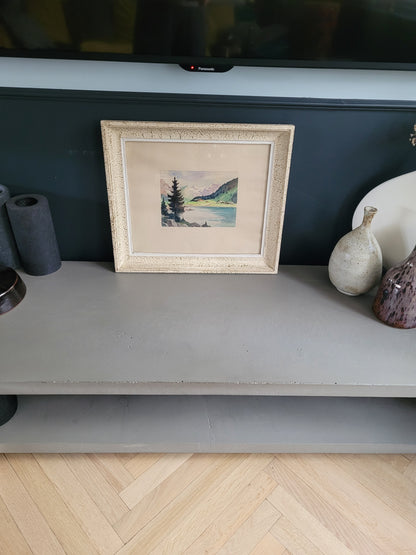 Tableau aquarelle paysage de montagne signé - Ref 384