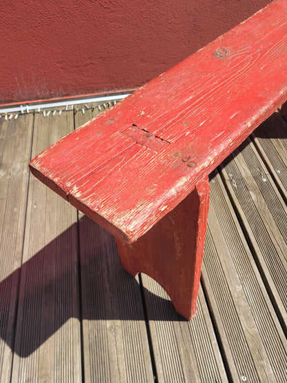 Banc ancien en bois peint en rouge - Ref 1261