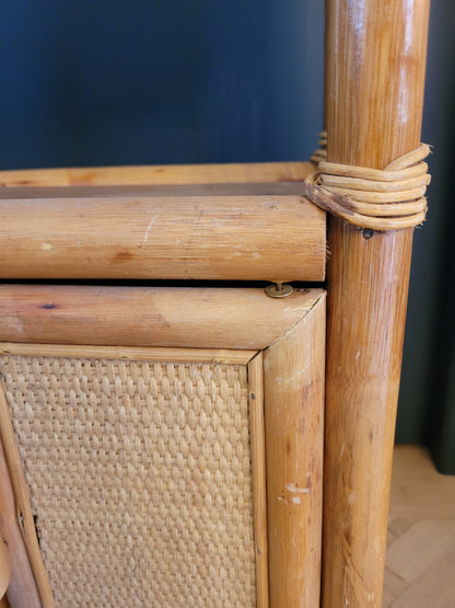 Étagère vintage en bambou et rotin - Ref 691