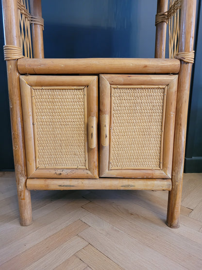 Étagère vintage en bambou et rotin - Ref 691