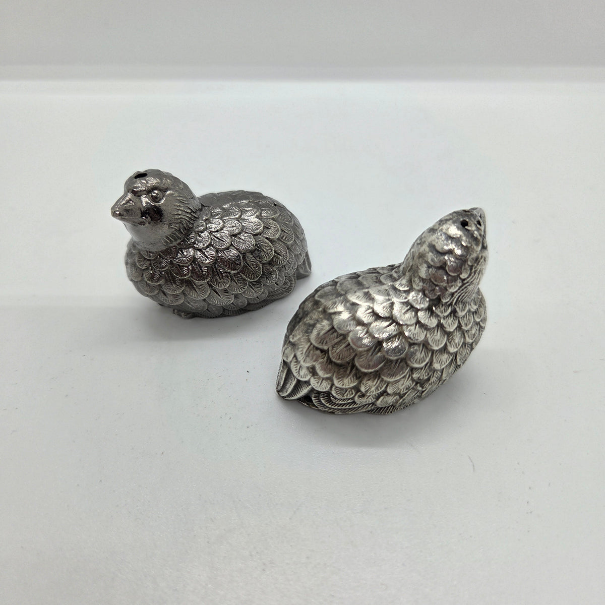 Duo sel poivre oiseaux en métal argenté - Ref 1442