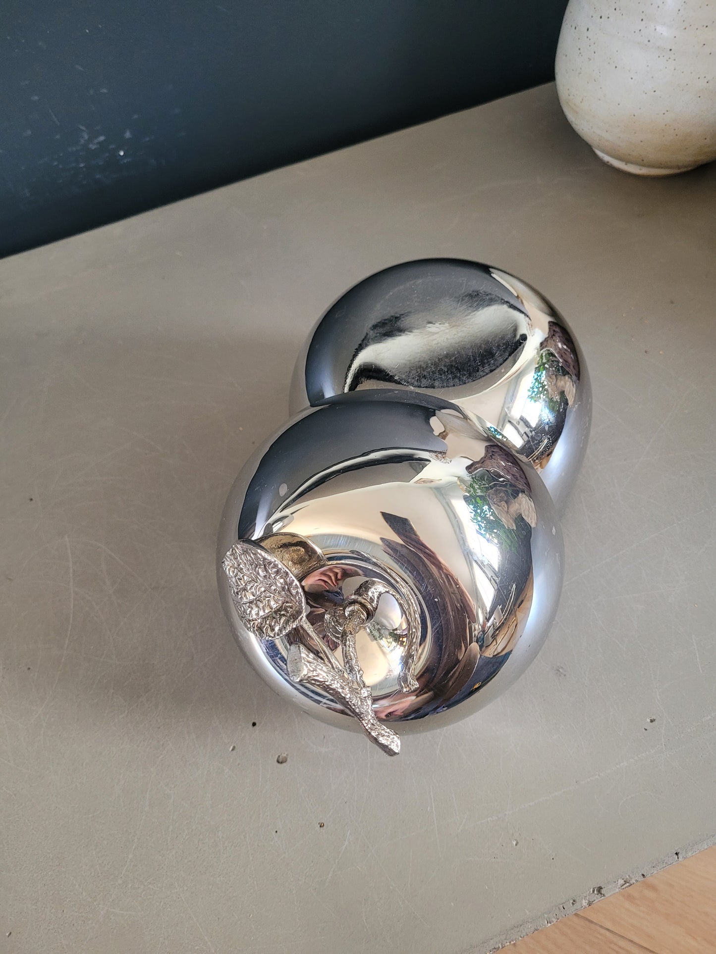 Seau à glace pomme en métal argenté- Ref 586