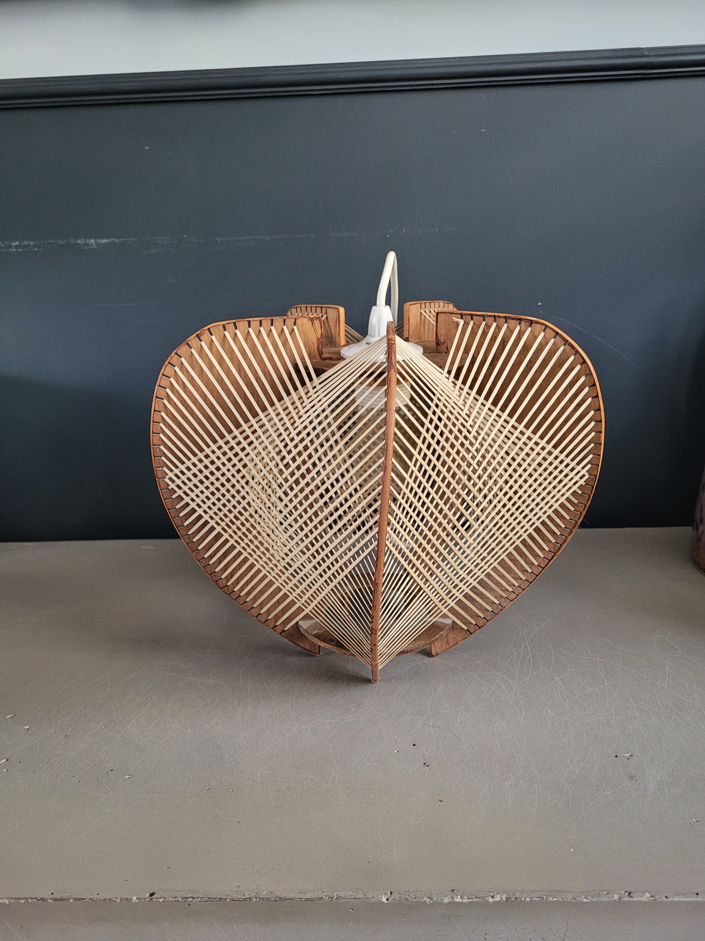 Suspension vintage en osier et bois - Ref 358