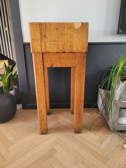 Authentique billot de boucher sur pieds - Bois de bout - Ref 755