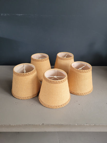 Lot de 5 abat-jour vintages en toile de jute - Ref 473