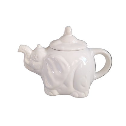 Théière éléphant en porcelaine blanche - Ref 661