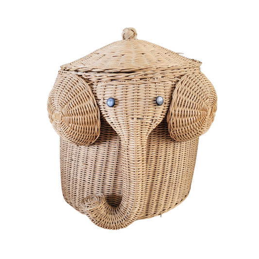 Panière à linge éléphant en rotin - Ref 895