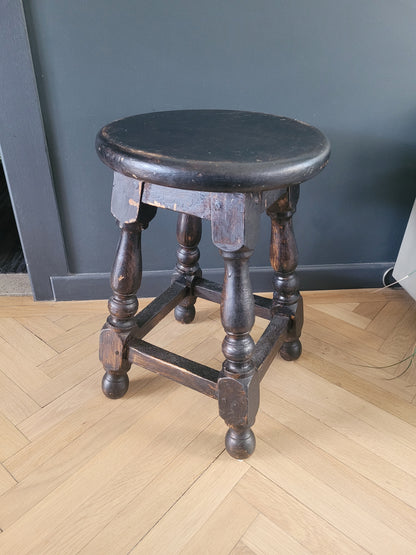 Tabouret ancien en bois pieds tournés - Ref 964