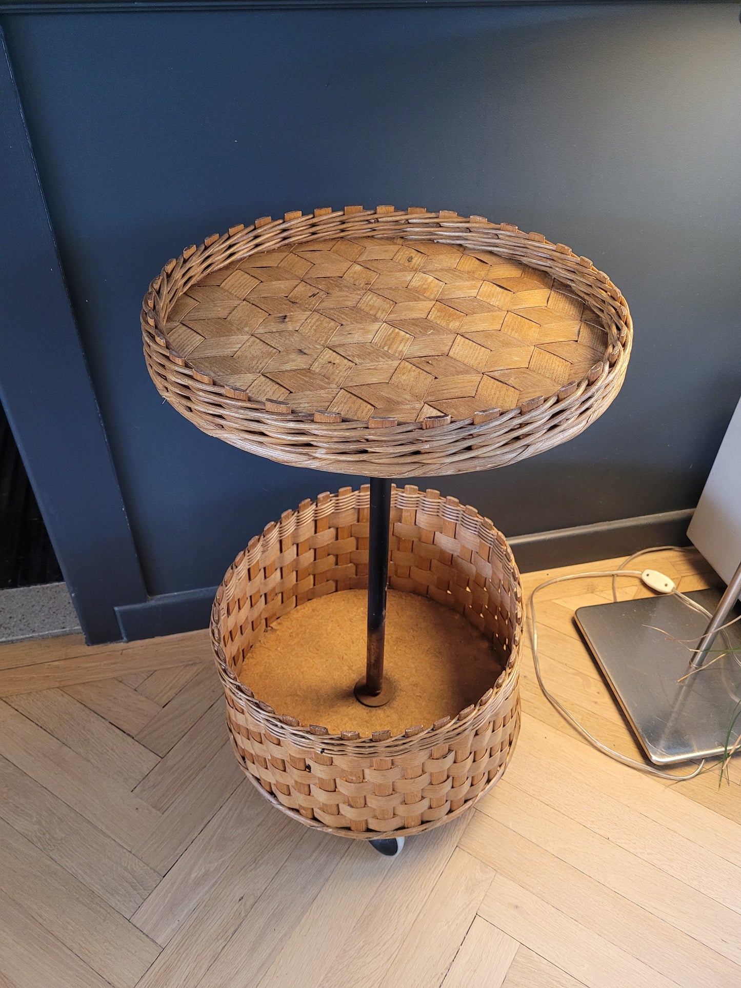 Desserte ronde en rotin et bois - Ref 580