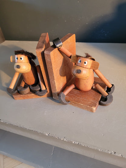 Paire de serre-livres scandinaves singes vintage - Ref 732