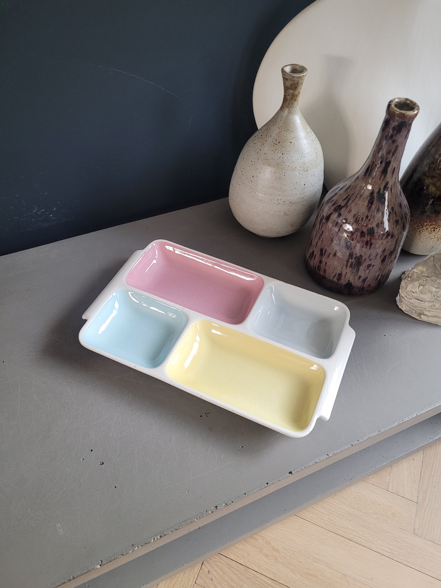 Plateau apéritif vintage en céramique- Ref 676