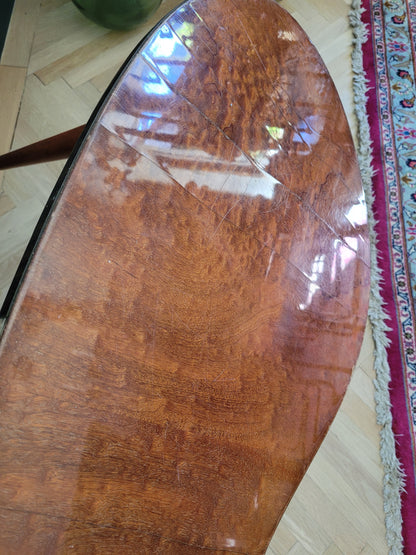 Table basse haricot années 50 en loupe d'orme - Ref 637