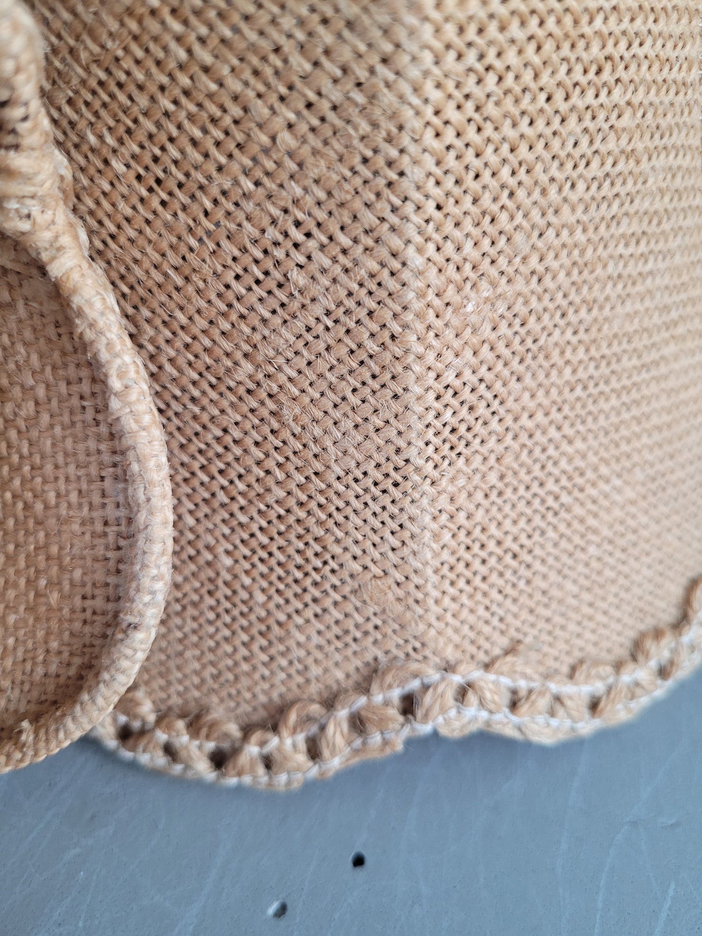 Paire d'abat-jour vintages en toile de jute - Ref 448