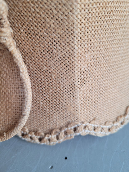 Paire d'abat-jour vintages en toile de jute - Ref 448