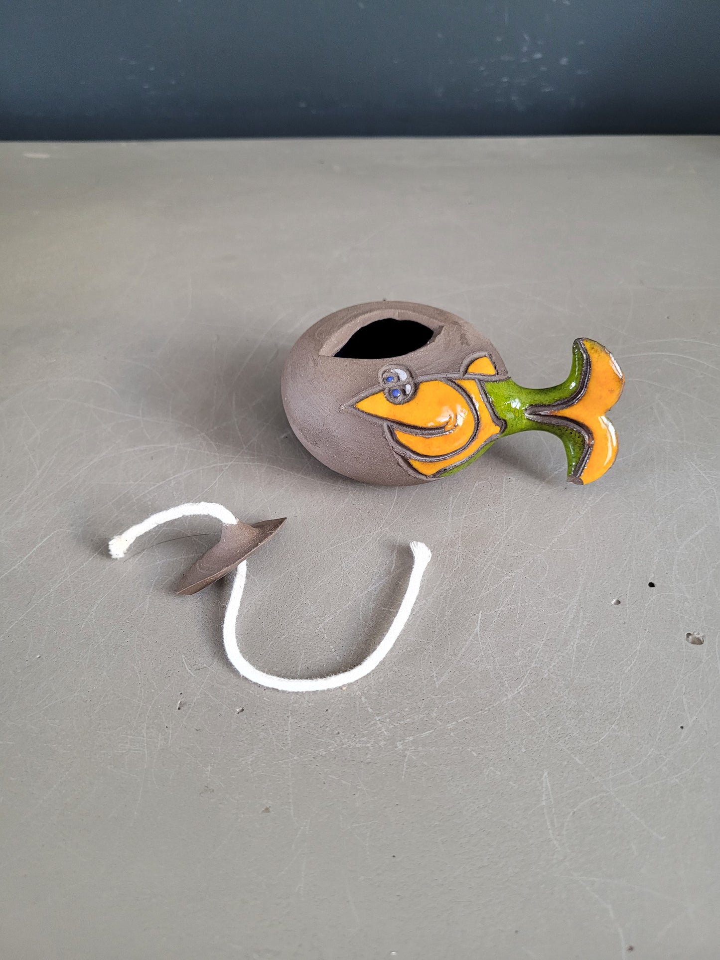 Lampe à huile en céramique émaillée- Ref 451