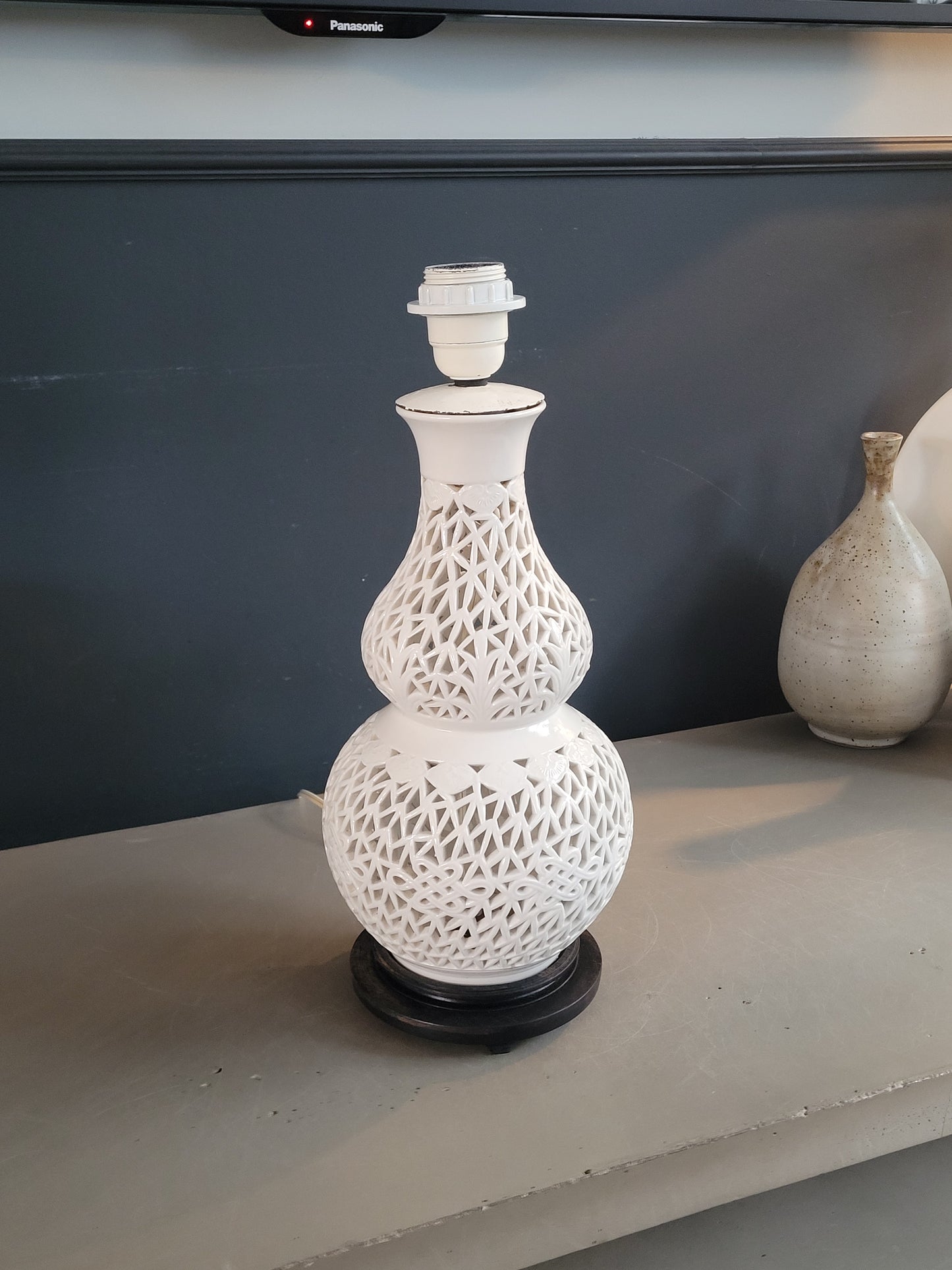Pied de lampe en céramique ajourée - Ref 980
