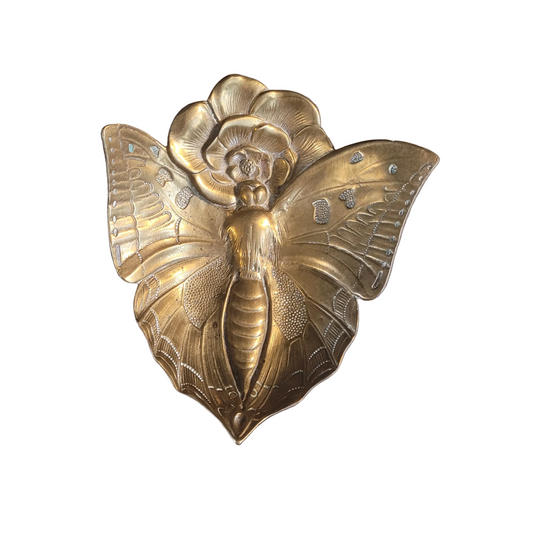 Vide-poche papillon et fleur en laiton signé - Ref 1160