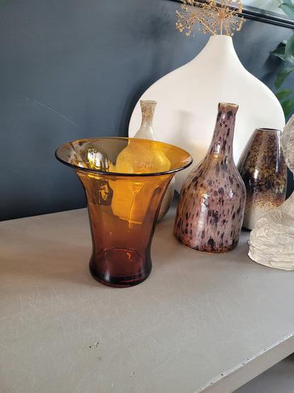 Vase en verre ambré évasé- Ref 790