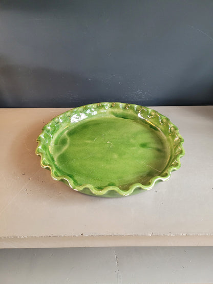 Moule à tarte en céramique émaillée verte - Ref 827