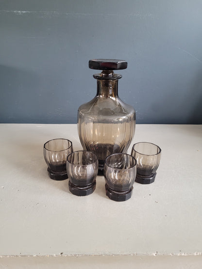 Service à liqueur en verre fumé - Ref 643