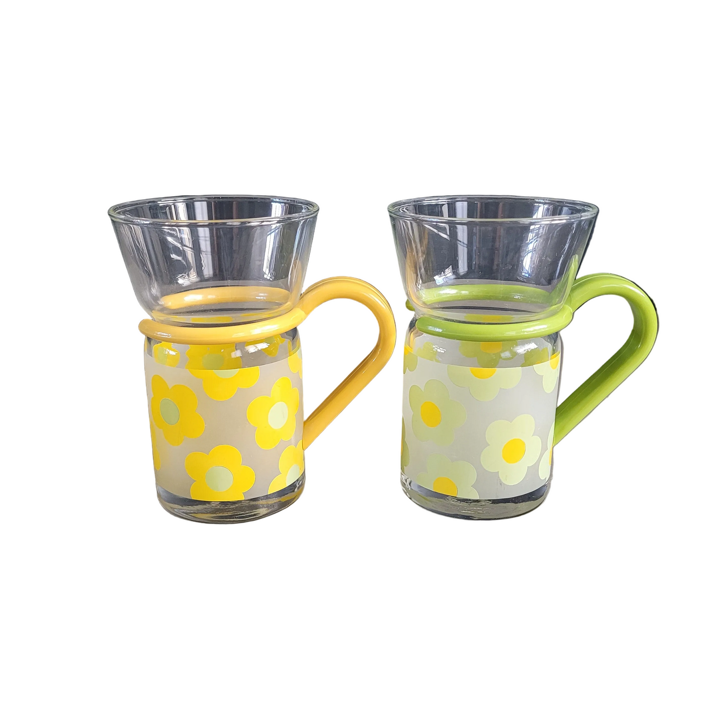 Paire de tasses à thé en verre et anse plastique - Ref 703